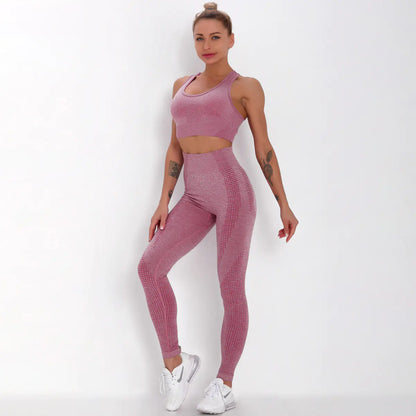 Seamless Yoga Fitness Set with Sports Bra
